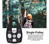 Akozon Poulie de Sauvetage s'élevante Extérieure 32Kn avec le Bleu Simple de Poulie de Plat d'oscillation (Noir (avec roulements))