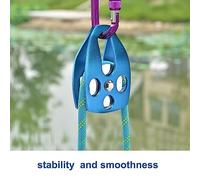 Akozon Poulie de Sauvetage s'élevante Extérieure 32Kn avec le Bleu Simple de Poulie de Plat d'oscillation (Bleu (manchon en cuivre))