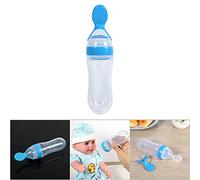 Akozon Premium 90 Ml Biberon en Silicone avec Cuillère | Qualité Alimentaire, sans BPA | pour les Aliments pour Bébés, les Céréales, le Lait et le Porridge | Mangeoire à Presser