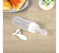 Akozon Premium 90 Ml Biberon en Silicone avec Cuillère | Qualité Alimentaire, sans BPA | pour les Aliments pour Bébés, les Céréales, le Lait et le Porridge | Mangeoire à Presser