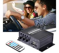 Akozon Récepteur de Musique Stéréo de Voiture HiFi Compact DC12V avec FM, MP3 et Amplificateur de Puissance télécommandé pour Disque U, Carte SD et Entrée AUX (AK370 avec télécommande)