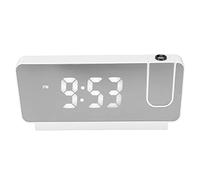 Akozon Réveil de Projection avec Affichage de l'heure, de la Date et de la Température, écran LED HD à 180 Degrés, Horloge Numérique Alimentée par USB pour Enfants (White)