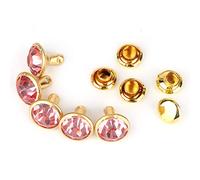 Akozon Rivets en pour Décoration Artisanale, 10 Pièces, Rivets Décoratifs, Améliorations de la Maroquinerie avec Accents (Bordure dorée + diamant rose)
