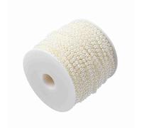 Akozon Rouleau de 40 M de Perles Artificielles Beiges/Blanches de 4 Mm pour Ornements DIY, Rideaux de Perles élégants pour Mariages, Fêtes et Décoration d'intérieur. (Beige)