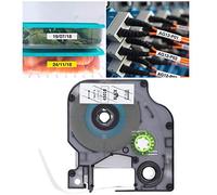 Akozon Ruban d'étiquettes - 12 Mm Noir sur Fond Transparent 45010 - Résistant à l'abrasion et aux Déchirures