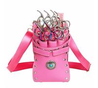 Akozon Sac à Ciseaux de Coiffure élégant Akozon - Taille en Cuir PU à 7 Slots et Porte-outil à Corps croisé pour Coiffures, Toiletteurs et Professionnels des Cheveux pour Animaux de Compagnie (PINK)