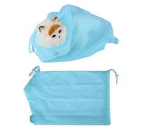 Akozon Sac en Filet de Toilettage pour Chat - Retenue de Bain pour Animaux de Compagnie pour Couper Les Ongles, Nettoyage et Administration des Oreilles (Bleu Ciel)