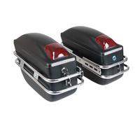 Akozon Sacoches Rigides Boîte de Rangement Latérale Universelle Coffre Arrière avec Lumière et Serrure, 1 Paire (Black)