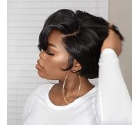 Akozon Short Curly Pixie Cut Wig pour les Femmes | Perruque à Cheveux Humains Moelleux | Élégant Perruque Bob | Soins Faciles et Apparence Naturelle (Couleur assortie)