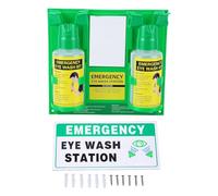 Akozon Station de Rinçage Oculaire D'urgence 1L Murale avec Panneau et | Matériau Anticorrosion en PE, Double Buse pour les Deux Yeux, Rinçage Rapide par Pression, adapté aux Laboratoires, Usines