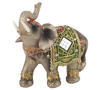 Akozon Statue Elephant Chanceux Feng Shui Green Elephant Statue Sculpture Richesse Figurine Décoration de La Maison(L)