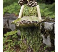 Akozon Statue Enchanteresse du Jardin de Fées avec Mangeoire à Oiseaux - Ornement de Résine élégante pour Décoration Extérieure, Sculpture d'art de Jardin de 2 Pieds de Haut avec Bol à Graines en