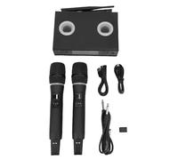 Akozon Système de Microphone sans Fil Double Micro Réchargeable Récepteur sans Distorsion Signal Stable Sound Pur pour Le Mariage du karaoké