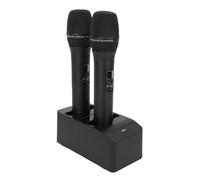 Akozon Système de Microphone sans Fil, Microphones Portables Rechargeables Professionnels pour Performances sur Scène en karaoké, Kit de Deux Microphones Portables Portables