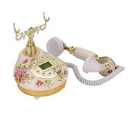 Akozon Téléphone Rose Européen Rétro en Céramique MS-9100 avec Identification de l'appelant, Détection Automatique FSK/DTMF, Affichage du Calendrier et Fonction de Rappel Rapide pour la Décoration