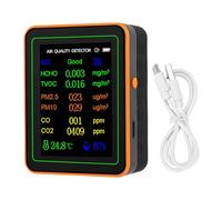 Akozon Testeur de qualité de L'air 12 en 1 Moniteur Multi-fonction avancé Test de la qualité de la qualité de L'air Intérieur Humidité Humidité CO2 HCHO TVOC PM2,5 PM10 (orange noir)