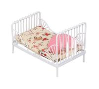Akozon Titre: 1:12 Scale Miniature Dollhouse Litt Set avec Cadre en Métal et Oreiller Décoratif - Meubles de Maison de Poupée Réaliste pour Décoration de la Chambre (Motif Floral)