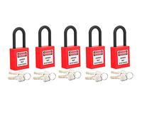 Akozon Titre: 5 Ensembles de Verrous de Verrouillage en Nylon 38 Mm - Crémousses de sécurité à l'épreuve des Poussières pour Sites Industriels - Tagout Sécurité avec Double étiquette (rouge)