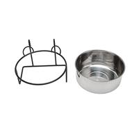 Akozon Titre: Tasse de Coopérative en Acier Inoxydable - Bol à Animal de Compagnie Suspendu Amovible avec Support pour Les Chats, Les Chiens, Les Oiseaux et Les Petits Animaux de Compagnie - Proof,