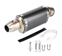 Akozon Tuyau d'échappement de moto, 51mm 2 pouces court tuyau d'échappement en acier inoxydable universel modifié fibre de carbone Style moto scooter rue vélo silencieux