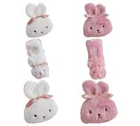 Akozon Voiture Cou Oreiller Épaule Protection Sécurité Ensemble Mignon en Peluche Lapin Décor Intérieur (3)
