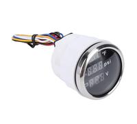 Akozon Voltmètre à Jauge Numérique 52mm, Température de L'eau, Pression D'huile, avec Rétro-éclairage, pour Voitures, Navires, Bateaux, Camions, Motos (Cadran noir couvercle argenté)