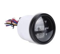 Akozon Voltmètre à Jauge Numérique 52mm, Température de L'eau, Pression D'huile, avec Rétro-éclairage, pour Voitures, Navires, Bateaux, Camions, Motos (Cadran noir Couvercle noir)