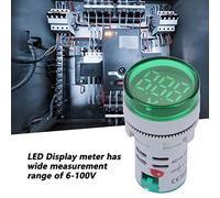 Akozon Voltmètre LED, Affichage Numérique, Indicateur de Tension, Testeur de Lampe Ronde, Voltmètre à Affichage LED Numérique (GREEN)