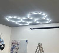 AKPHBKFG 5 plafonniers LED hexagonaux, éclairage LED Blanc Pur Ultra-Lumineux pour Garage, Atelier, sous-Sol, entrepôt, Salon de beauté, Atelier de Detailing Automobile 5-Hex