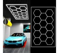 AKPHBKFG Éclairage LED Hexagonal pour Garage, 14 Spots à Grille Ultra-Lumineux, pour garages, salles de Sport, ateliers de beauté, centres commerciaux. 14-Hex