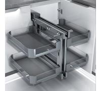 AKPHBKFG Organisateur Coulissant pour Placard d'angle de Cuisine, Universel (Ouverture à Gauche ou à Droite), avec 4 paniers en Verre et Une capacité de 80 kg 800