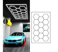 AKPHBKFG Plafonnier de Garage Hexagonal,éclairage d'atelier LED Ultra-Lumineux,plafonniers de Voiture connectables,pour Garage,entrepôt,Atelier, Salle de Sport,sous-Sol, Salle de Lavage 14-Hex