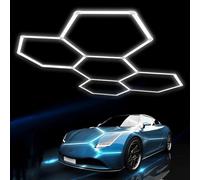 AKPHBKFG Plafonnier de Garage Hexagonal,éclairage d'atelier LED Ultra-Lumineux,plafonniers de Voiture connectables,pour Garage,entrepôt,Atelier, Salle de Sport,sous-Sol, Salle de Lavage 5-Hex