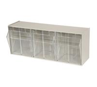 Akro-Mils 06703 TiltView Horizontal Plastic Storage System with Three Tilt Out Bins- 23-5/8-Inch Wide by 9-7/16-Inch High by 7-7/8-Inch Deep, Stone