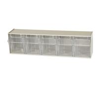 Akro-Mils 06705 TiltView Horizontal Plastic Storage System with Five Tilt Out Bins, 23-5/8-Inch Wide by 6-1/2-Inch High by 5-3/8-Inch Deep, Stone