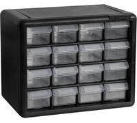 Akro-Mils 10116 16-Drawer Plastic Drawer Storage Cabinet for Garage Organization, Teacher Toolbox, Makeup Organizer, and More, 26,7 cm W x 16 cm D x 21,6 cm H, Black