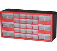 Akro-Mils 10126 26-Drawer Plastic Drawer Storage Cabinet for Garage Organization, Lego Storage, Teacher Toolbox, Makeup Organizer, and More, 50.8 cm W x 15.24 cm D x 25.4 cm H, Red