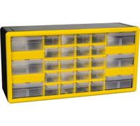 Akro-Mils 10126 26-Drawer Plastic Drawer Storage Cabinet for Garage Organization, Lego Storage, Teacher Toolbox, Makeup Organizer, and More, 50.8 cm W x 15.24 cm D x 25.4 cm H, Yellow