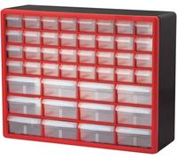Akro-Mils 10144 44-Drawer Plastic Drawer Storage Cabinet for Garage Organization, Lego Storage, Teacher Toolbox, Makeup Organizer, and More, 50.8 cm W x 15.24 cm D x 40.64 cm H, Red