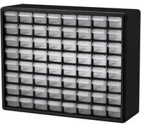 Akro-Mils 10164 64-Drawer Plastic Drawer Storage Cabinet for Garage Organization, Lego Storage, Teacher Toolbox, Makeup Organizer, and More, 50.8 cm W x 15.24 cm D x 40.64 cm H, Black