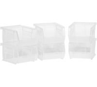 Akro-Mils 30210 AkroBins Plastic Storage Bins, Space-Saving Stackable Bins for Garage, Pantry, Craft Organization, 12.7 cm x 10.16 cm x 7.62 cm, Clear, 6-Pack