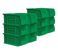 Akro-Mils 30230 AkroBins Plastic Storage Bins, Space-Saving Stackable Bins for Garage, Pantry, Craft Organization, 27.94 cm x 12.7 cm x 12.7 cm, Green, 12-Pack