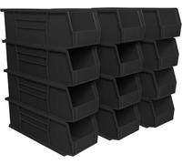 Akro-Mils 30234 AkroBins Plastic Storage Bins, Space-Saving Stackable Bins for Garage, Pantry, Craft Organization, 38.1 cm x 12.7 cm x 12.7 cm, Black, 12-Pack