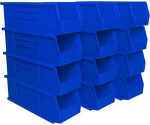 Akro-Mils 30234 AkroBins Plastic Storage Bins, Space-Saving Stackable Bins for Garage, Pantry, Craft Organization, 37,5 cm x 14 cm x 12,7 cm, Blue, 12-Pack