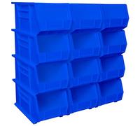 Akro-Mils 30240 AkroBins Plastic Storage Bins, Space-Saving Stackable Bins for Garage, Pantry, Craft Organization, 38.1 cm x 20.32 cm x 17.78 cm, Blue, 12-Pack