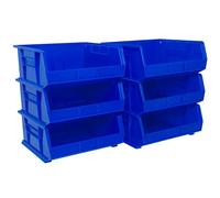 Akro-mils 30250 38,1 cm par 40,6 cm par 17,8 cm de Rangement en Plastique empilables à Suspendre Poubelle, Berry, 6-Pack, Bleu, 15-inch by 16-inch by 7-inch