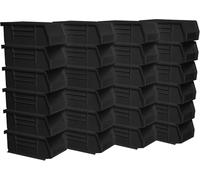 Akro-Mils Akro 30220 Lot de 24 bacs de rangement empilables en plastique 17,8 x 10,2 x 7,6 cm Noir
