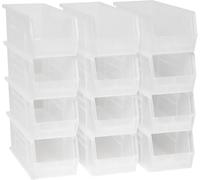 Akro-Mils AkroBin 30234 Lot de 12 boîtes de rangement empilables en plastique Transparent 38,1 x 12,7 x 12,7 cm