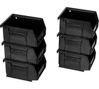 Akro-Mils AkroBins 30210 Lot de 6 bacs de rangement empilables en plastique peu encombrants à utiliser pour le garage, les aliments, les collations et les travaux manuels, 12,7 x 10,2 x 7,6 cm, noir