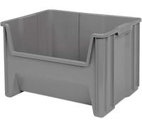 Akro-Mils Stak-N-Store 13017 Lot de 3 boîtes de rangement empilables robustes en plastique avec ouverture sur le devant, 38,1 x 50,8 x 31,5 cm, gris